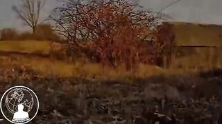 Fat Ukrainian doesn't escape the drone.