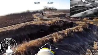 Fat Ukrainian doesn't escape the drone.