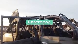 A Russian complains and shows the aftermath of a Ukrainian drone strike