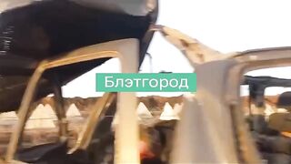 A Russian complains and shows the aftermath of a Ukrainian drone strike