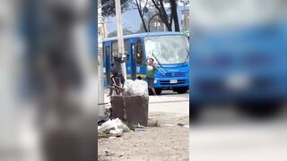 FAFO: One Legged Dude Blocking The Traffic Gets Clubbed With Own Crutch