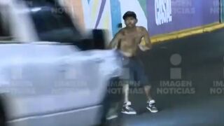 Reporters Capture  Moment Homeless Man Killed By Pick Up Truck, Ran Over By Other Vehicles In Mexico City