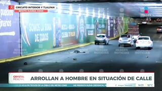 Reporters Capture  Moment Homeless Man Killed By Pick Up Truck, Ran Over By Other Vehicles In Mexico City