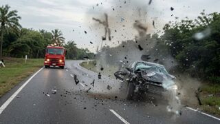Motorcyclist Launched In The Air In Deadly Head On Collision