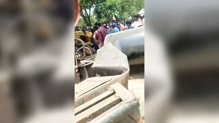 Collsion Between Trucks Left Man Crushed Like A Bug In India {FULL}