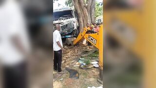 Collsion Between Trucks Left Man Crushed Like A Bug In India {FULL}