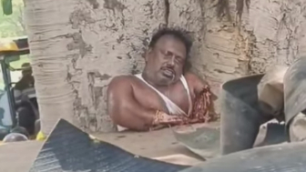 Collsion Between Trucks Left Man Crushed Like A Bug In India {FULL}