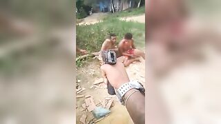 Screaming Thieves Clubbed By Traffickers At The Gunpoint