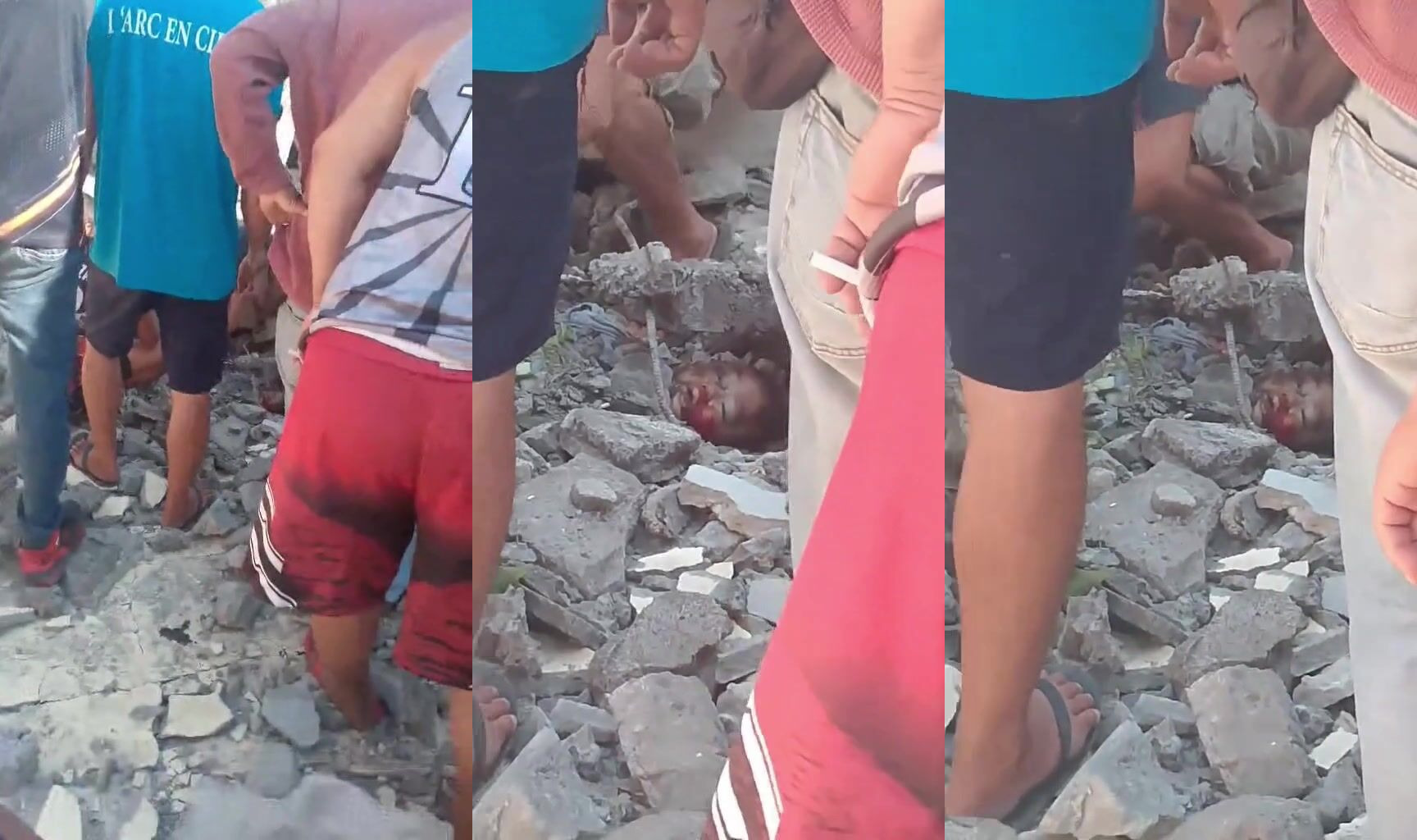 Building collapse burying man in the Philippines
