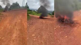 Thief burned alive
