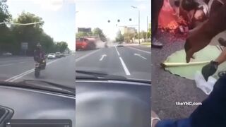 Classic: Motorcycle Hits Car, The Body Is Torn Apart, Head Beheaded