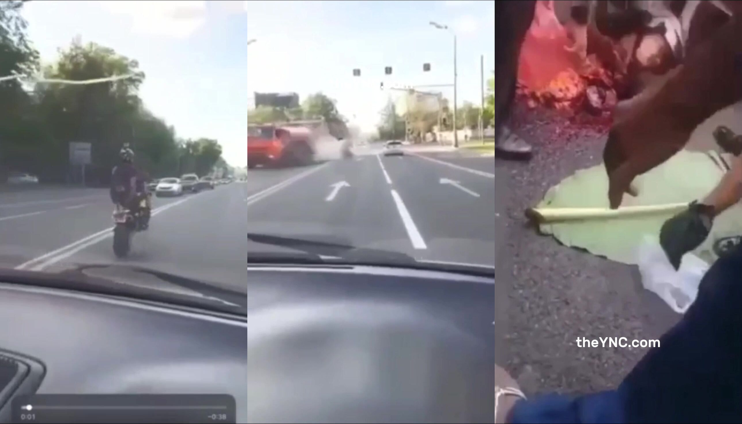Classic: Motorcycle Hits Car, The Body Is Torn Apart, Head Beheaded