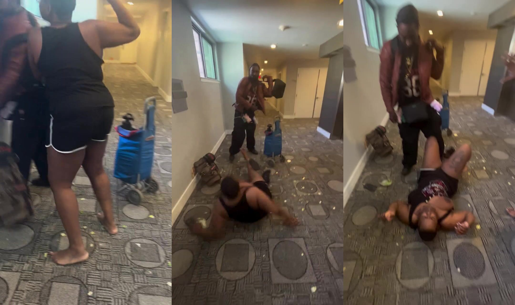 Dude knocks bitch out with one punch
