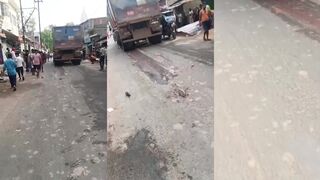 Smeared like jelly by truck
