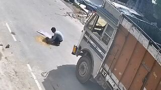 Man Collecting Wheat Crushed To Death By Truck