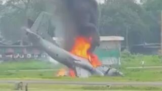 Five Indian air force staff killed as transport plane crashes in Assam