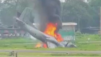 Five Indian air force staff killed as transport plane crashes in Assam