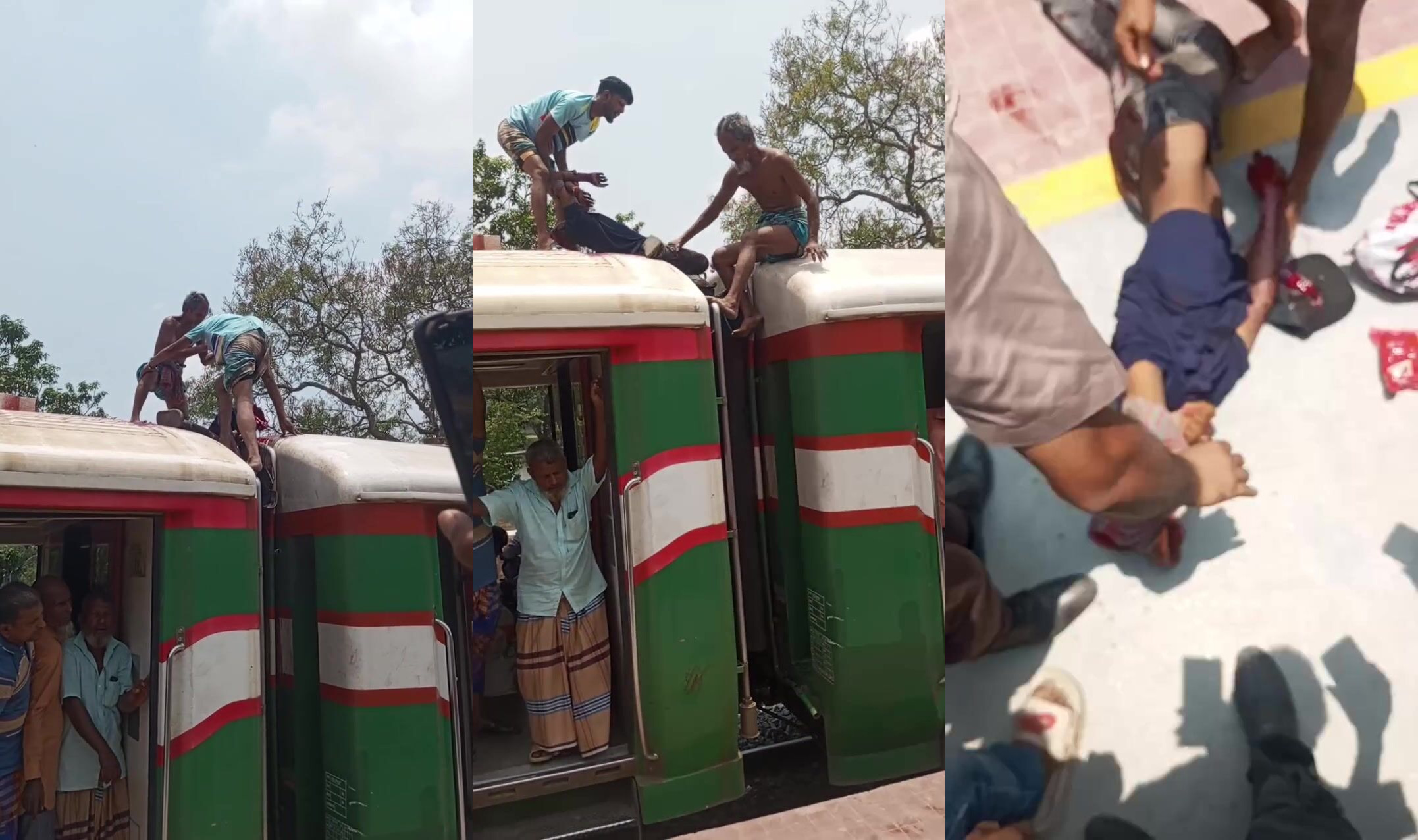 Mans head caved dies on train roof