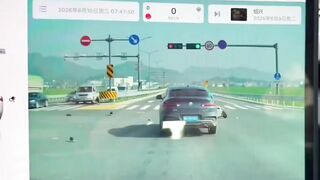 Idiot rides a motorcycle and runs a red light
