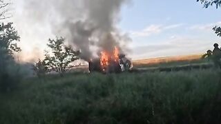 The katsap driver died instantly, corpse burned in seconds