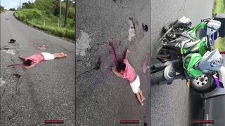 challenging heavy oil trucks with a moped