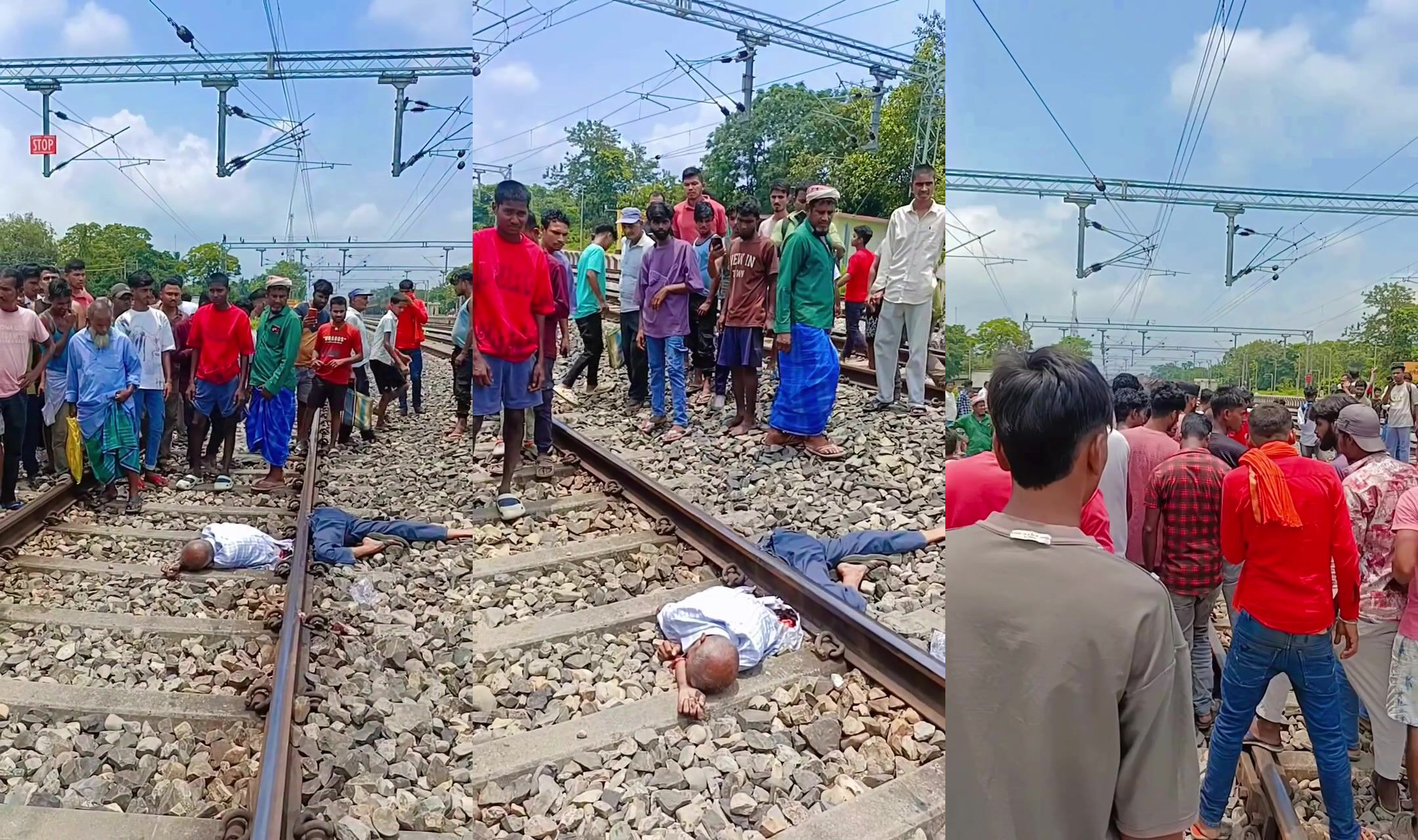 Sliced in half by train