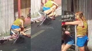 Two women  fight with machete