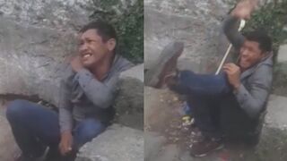 Terrified Thief Gets Clubbed For Stealing In Favela