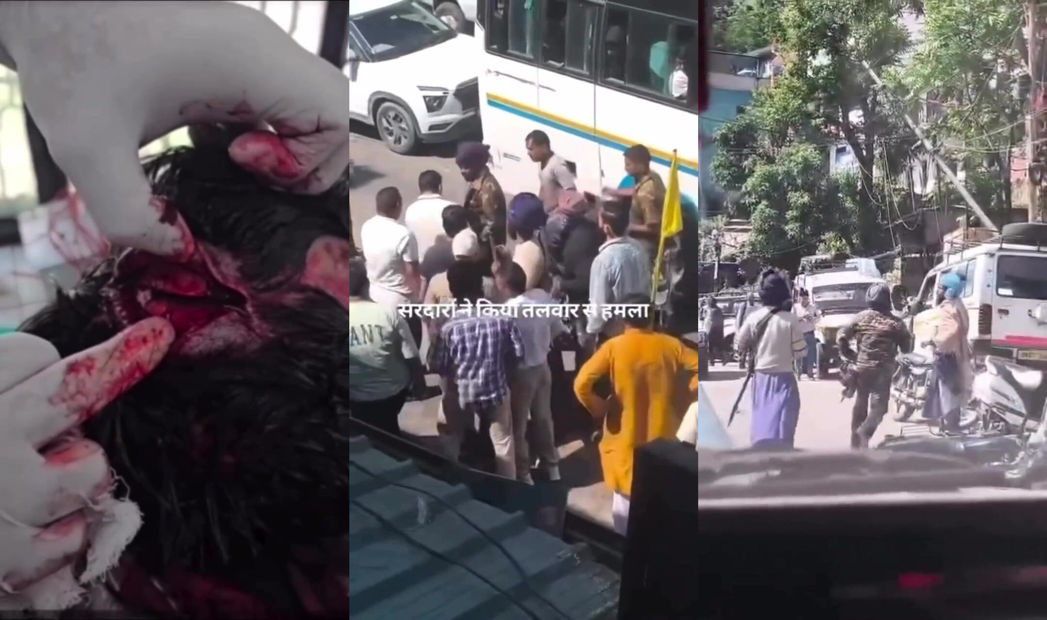 Man takes Talwar to the head in street fight