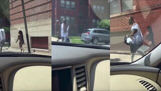 Dudes girl walks nude down street after argument woman follows
