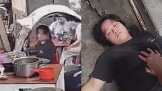 In China A Woman Buying Street Food Suddenly Dies