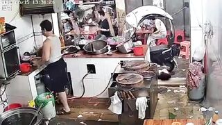 In China A Woman Buying Street Food Suddenly Dies