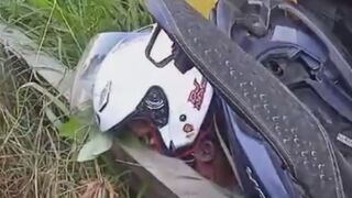 Motorcyclist Crushed Against Railing Following Collsion With A Truck In Indonesia