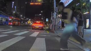 Woman Hit By Car While Running Red Light In Korea