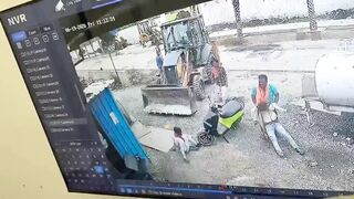 One Killed In Tractor Tire Explosion In India {2 angles}