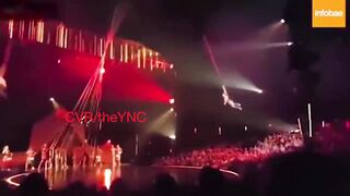 Classic: Performer loses grip during a show