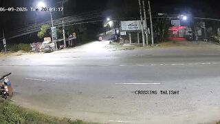 Motorcyclist flies 30 feet hit by car