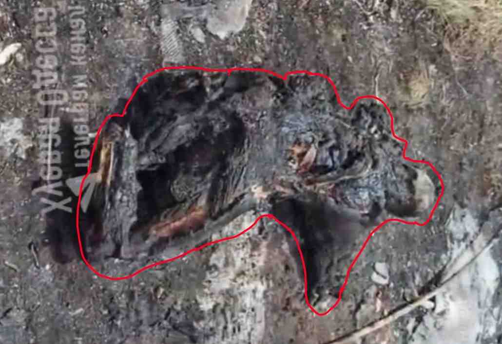 Ukrainian civilian charred.