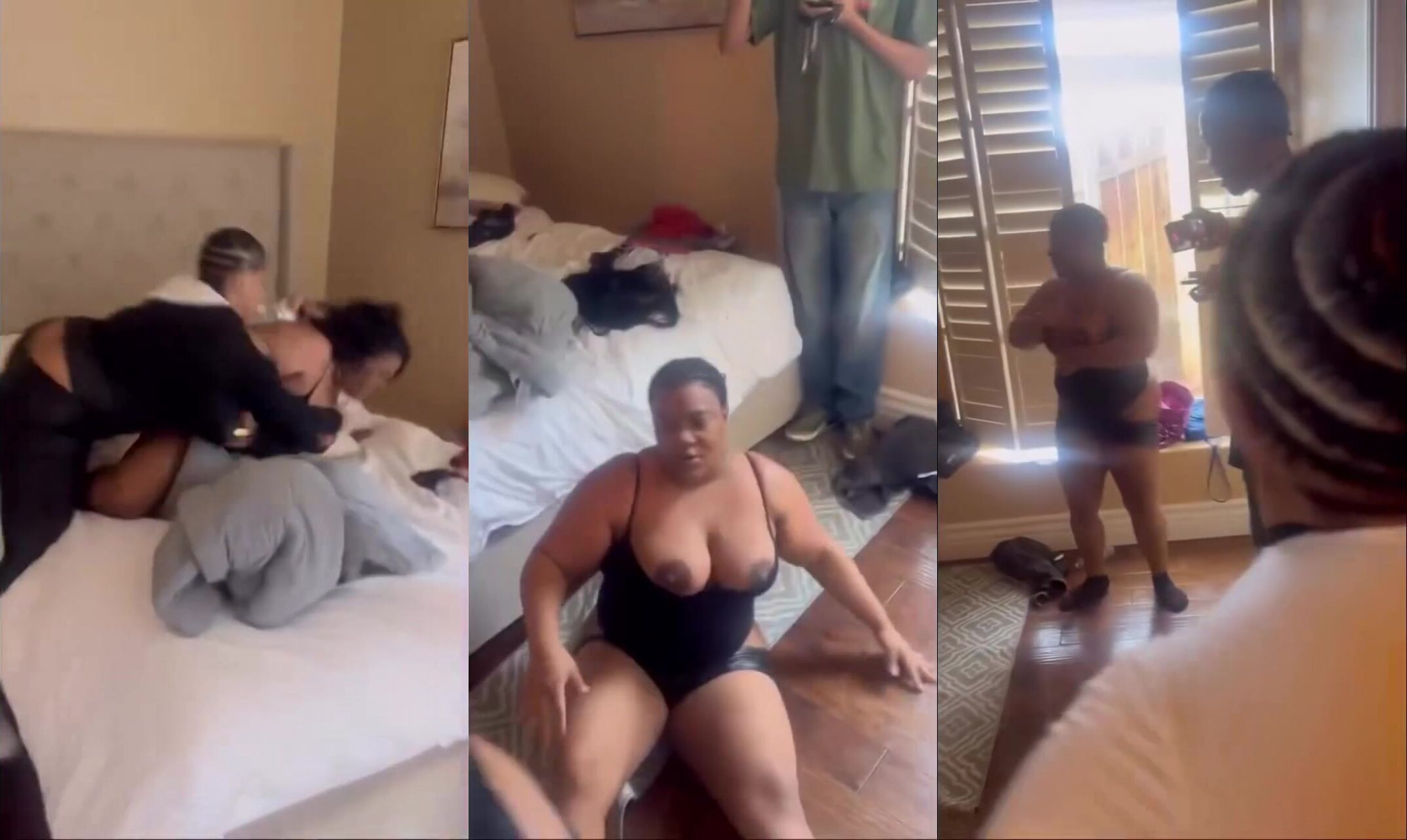 2 thick bitches fight it out titties out