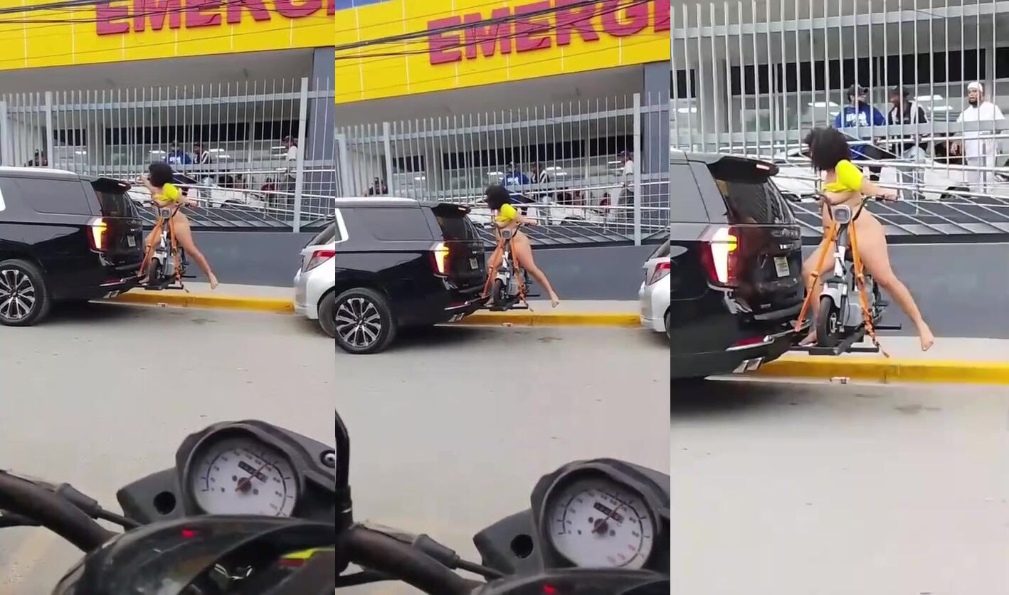 Crazy bitch rubs her vagina all over by bike seat