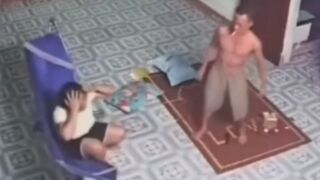 Drunk Brut Savagely Attacks Wife In Front Of Kids