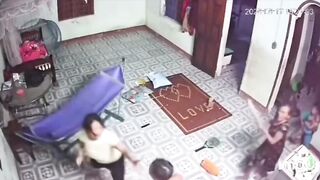 Drunk Brut Savagely Attacks Wife In Front Of Kids
