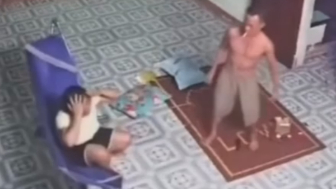 Drunk Brut Savagely Attacks Wife In Front Of Kids