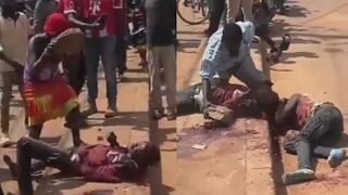 Two Thieves Get Killed With Rocks On The Busy Road In Uganda