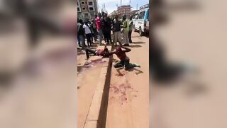 Two Thieves Get Killed With Rocks On The Busy Road In Uganda