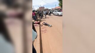 Two Thieves Get Killed With Rocks On The Busy Road In Uganda