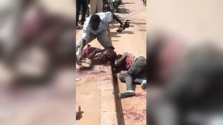 Two Thieves Get Killed With Rocks On The Busy Road In Uganda