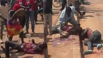 Two Thieves Get Killed With Rocks On The Busy Road In Uganda