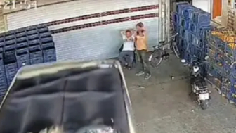 Man sitting in front of his workplace hit by truck in Turkey