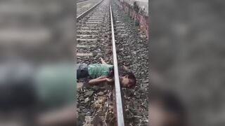 He  ended it all by laying down on the train tracks